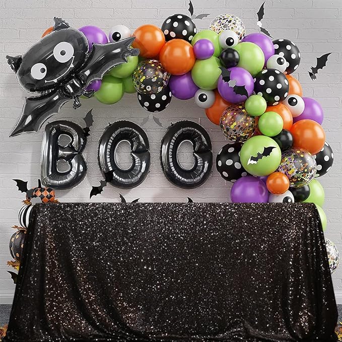SquarePie Sequin Tablecloth 50 x 72 Inch Black Sparkly Table Cloth - Image 3