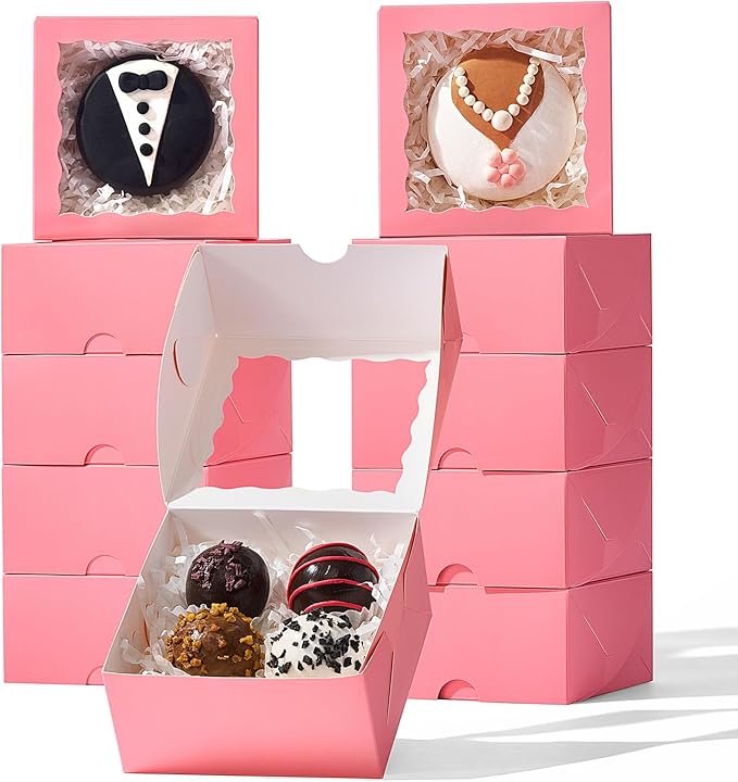 50-Count 4x4x2 Food-Safe Pink Bakery Boxes - Image 4