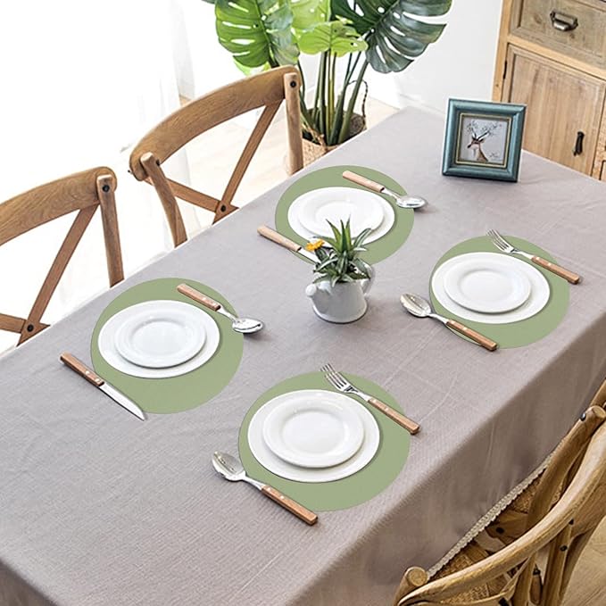 50 Pieces Sage Green Paper Place Mats Sage Round Disposable Table Mats Green - Image 5