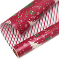 Ribbli Christmas Wrapping Paper Reversible Christmas Tree and Red Green Stripe by Ribbli