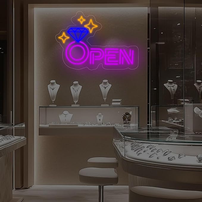 Diamond Open Indoor Neon Sign For Jewelry Store Custom Led Neon Sign Business - Image 8