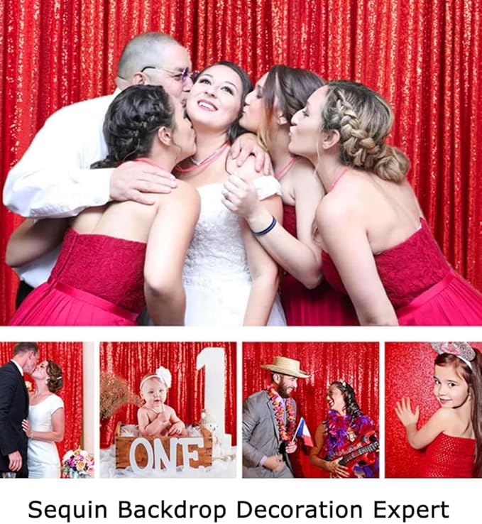 ShinyBeauty Sequin Backdrop Red 10X10FT - Image 6