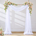 Wedding Arch Draping Fabric Backdrop 2 Panel 30" x 19Ft White Arch Drapes by Suppromo