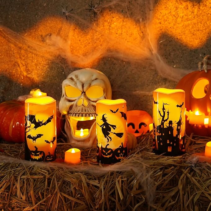 Homemory Halloween Candles, Outdoor Waterproof Printed Decals Battery Operated - Image 4