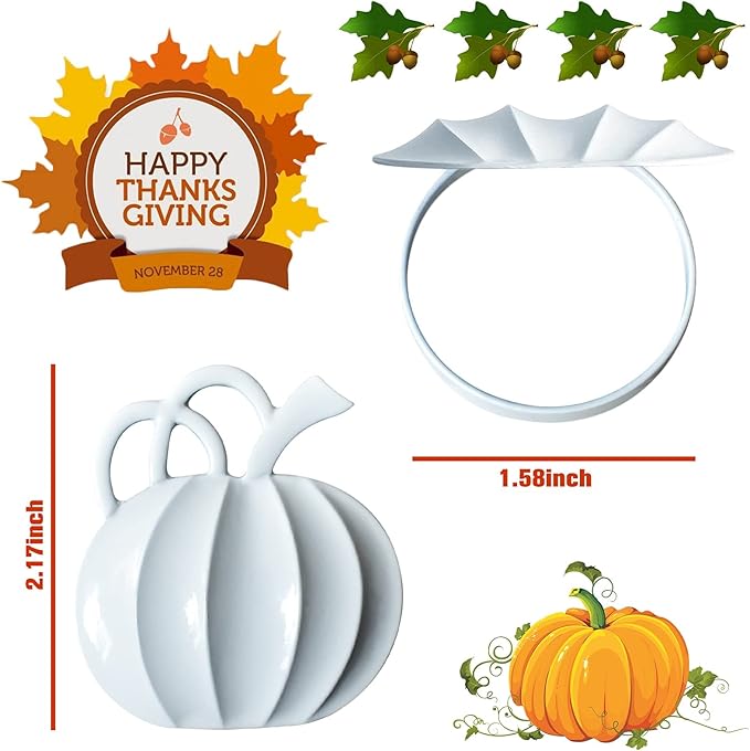 Halatool Thanksgiving Pumpkin Napkin Rings Set of 12, Alloy Fall Napkin Rings - Image 2