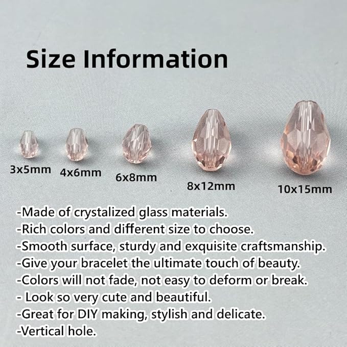 200pcs 3x5mm Teardrop Crystal Glass Beads - Image 2