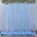 10x8ft Baby Blue Tulle Backdrop Curtains by Gogoparti
