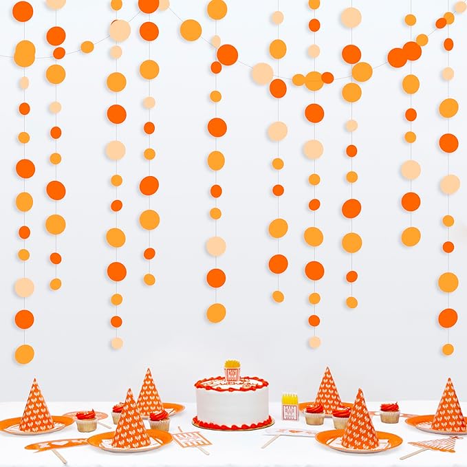 46 Ft Thanksgiving Fall Autumn Circle Dots Garland Gradient Orange Polka Dot by pinkblume