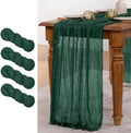 MLMW 4 Pack Christmas Table Runner Cheesecloth Emerald Green Table Runner Boho by MLMW