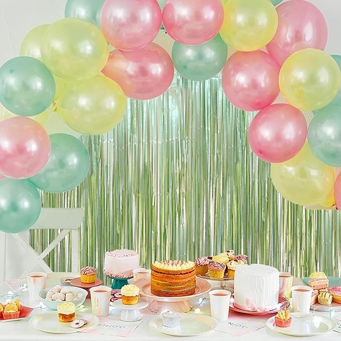 2 Pack Sage Green Foil Fringe Backdrop Curtains, Tinsel Streamers Party - Image 7