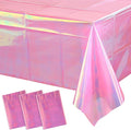 3 Pack Iridescent Plastic Tablecloth, Shiny Disposable Laser Rectangle Table by EnjoyYourFunnyParties
