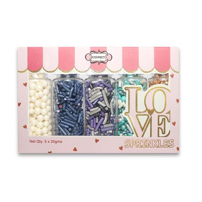Confect Sea Paradise Sprinkles | Mix White & Sea Blue Pearl Dragees | Navy Blue - Image 7