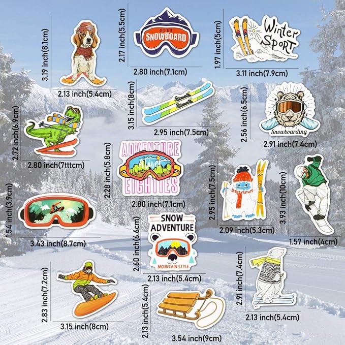 QTL Ski Stickers for Kids Skiing Stickers for Snowboard Helmet Adults Teens - Image 3