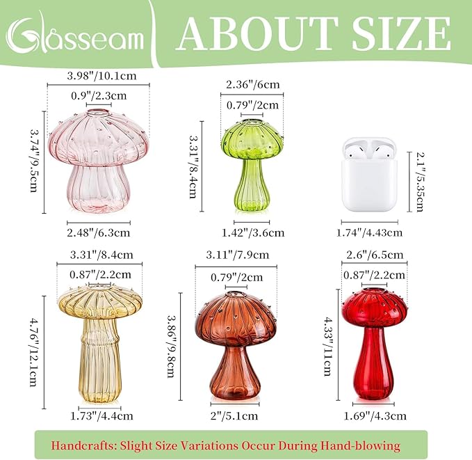 Glasseam Mushroom Glass Planter, Mini Terrarium - Image 4
