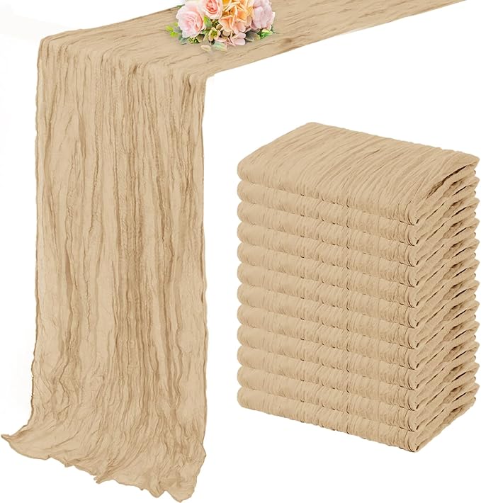 Sand 12 Pack 10FT Cheesecloth Table Runner 20 x 120 Inch Long Rustic Gauze by FoliafeelHome