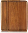 2 PCS 13 x 9 in Solid Acacia Wood Serving Trays Rectangular Wooden Serving by focusonwoodandbamboo