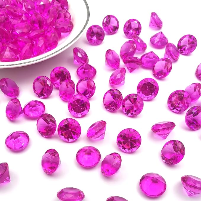 100 PCS Acrylic Diamond Gems, Rose Color Acrylic Diamonds Vase Filler 1 Inch - Image 4