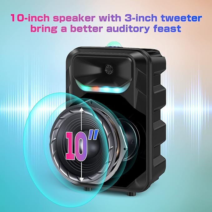 Karaoke Machine with 2 Wireless Microphones, Party Speaker - Image 5