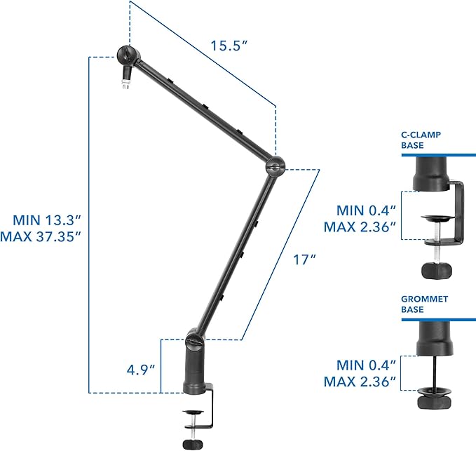 MOUNT-IT! Adjustable Microphone Boom Arm Suspension Scissor Mic Stand, Desk - Image 5