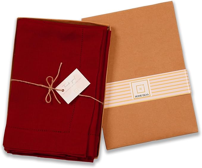 100% Pure Linen Red Napkins 20 x 20 Inch - Image 4