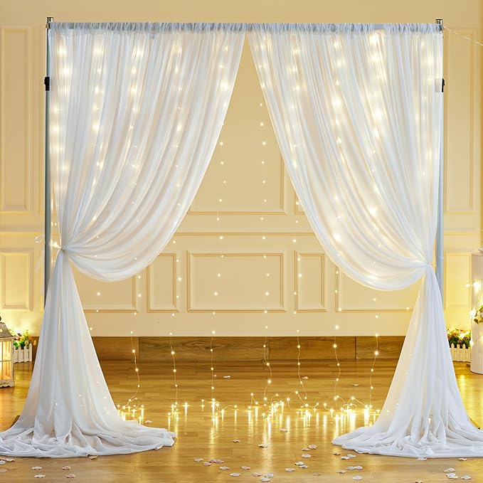 10x10ft White Sheer Backdrop Curtain - Image 9