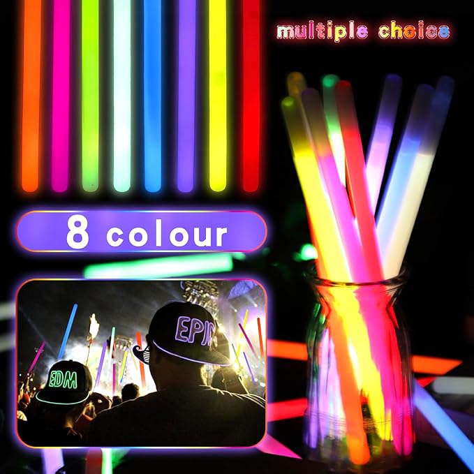 20 Pcs Ultra Bright Large Glow Sticks 14 Inch Industrial Grade 8 Colors Jumbo - Image 4