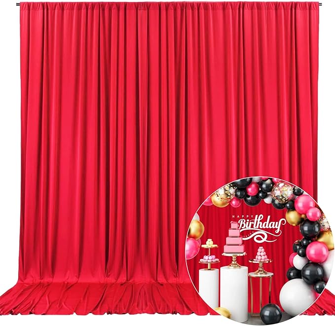 10 x 7 Feet Red Backdrop Curtain by ZEBMOON