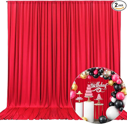 10 x 10 Feet Red Backdrop Curtain by ZEBMOON