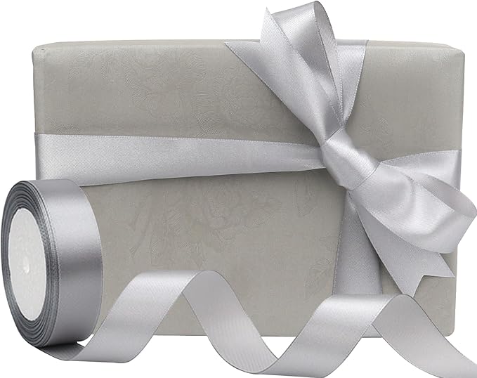 Gray Solid Satin Ribbon 1 Inch 25 Yards Solid Polyester Fabric Ribbon - Image 5