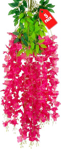 5 Pack Fuchsia Wisteria Hanging Flowers, 3.44 Ft Fake Hanging Flowers, by ZEBMOON