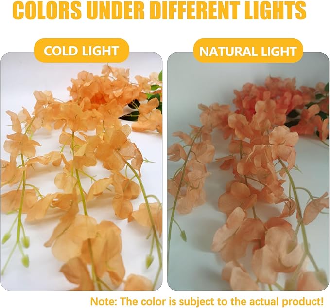 12 Pack Orange Wisteria Hanging Flowers, 3.44 Ft Fake Hanging Flowers, - Image 2