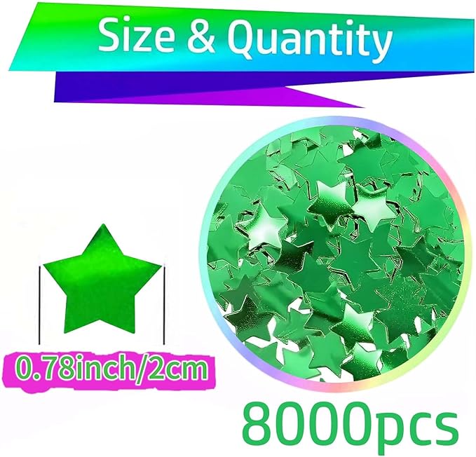 Green Metallic Foil Star Confetti 0.78inch/2cm 8000PCS Table Confetti - Image 6