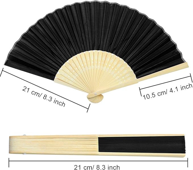 Aneco 18 Piece Black Handheld Fans - Image 2