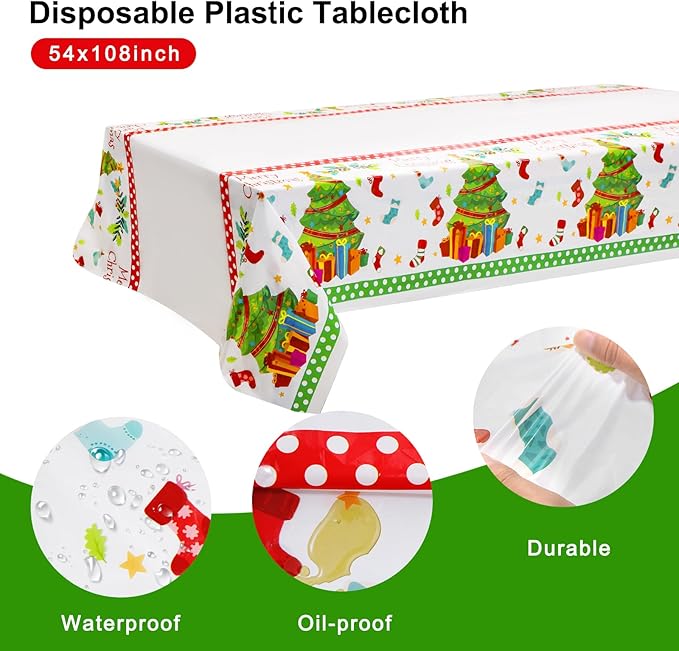 Festiva 176Pcs Christmas Plastic Plates Heavy Duty- Christmas disposable - Image 3