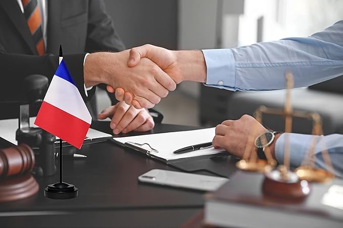 France French Deluxe Desk Flag Set, Small Mini Miniature France French Table - Image 5