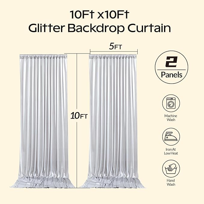 Silver Glitter Backdrop Curtain - Image 8