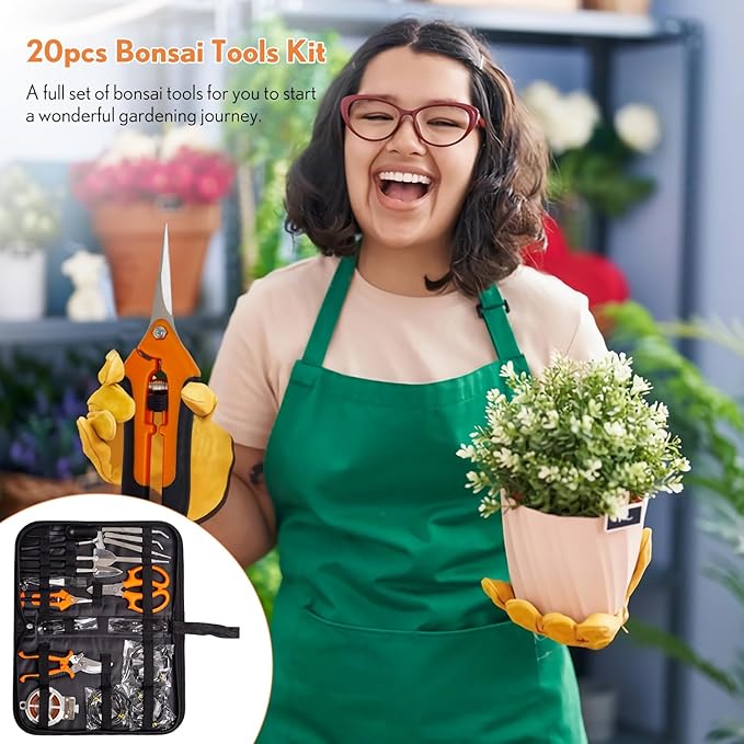 Bonsai Tools Kit 20 Pcs Garden Tools Set - Image 8
