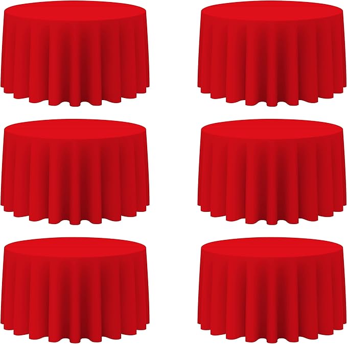 BRILLMAX 6 Pack Red Round Tablecloths 120 Inch by BRILLMAX
