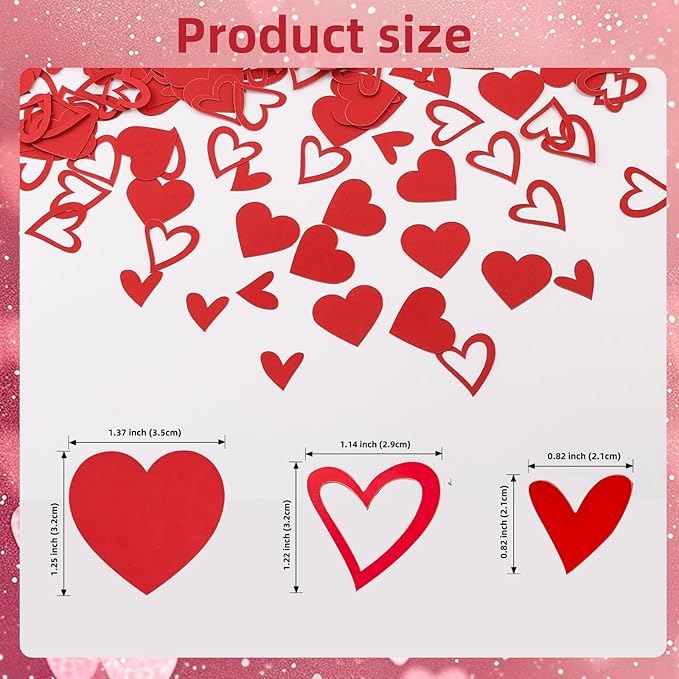 200 Pcs Red Heart Paper Confetti - Image 2