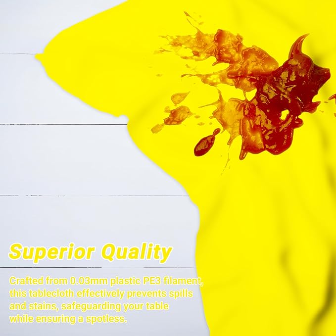 QZYL 12 PCS Yellow Rectangle Tablecloth, Disposable Plastic Picnic Table Cover - Image 4