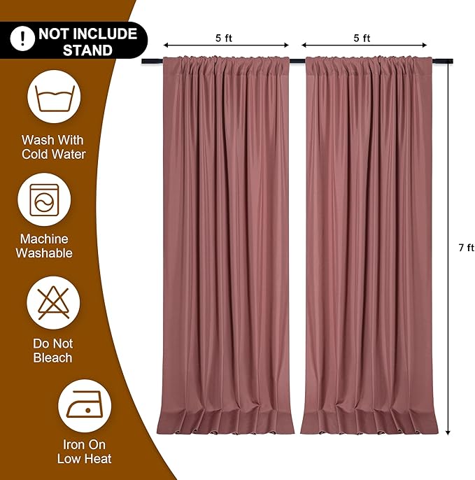 DWCN 10x7 FT Dusty Rose Backdrop Curtains - Image 2