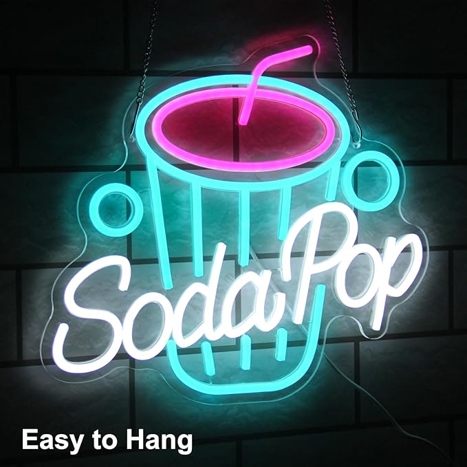 Soda Pop Neon Sign Drink Neon Lights Dimmable Beverage Cup LED Signs - Image 2