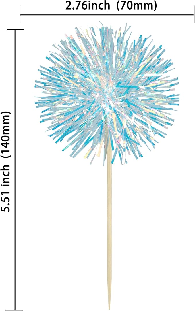 Ephlyn 30Pcs Foil Firework Cupcake Toppers Party Birthday Cake Toppers Supplies - Image 2