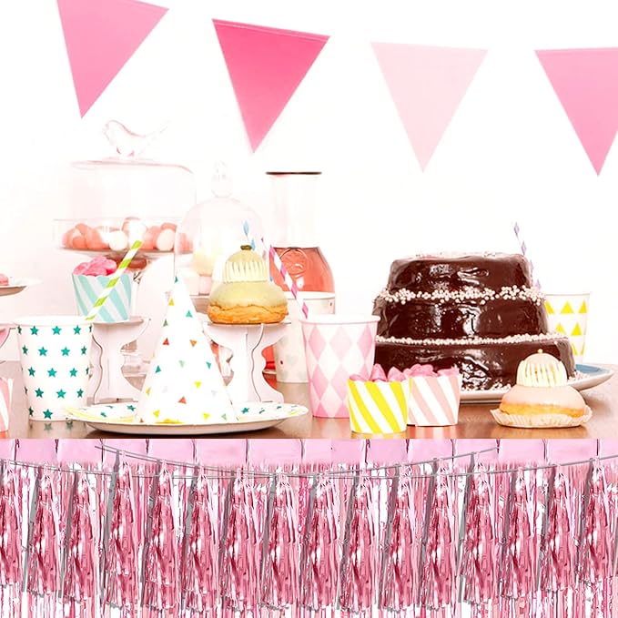 3P Light Pink Foil Fringe Metallic Tassel Streamers Banner Tassel Garland - Image 5