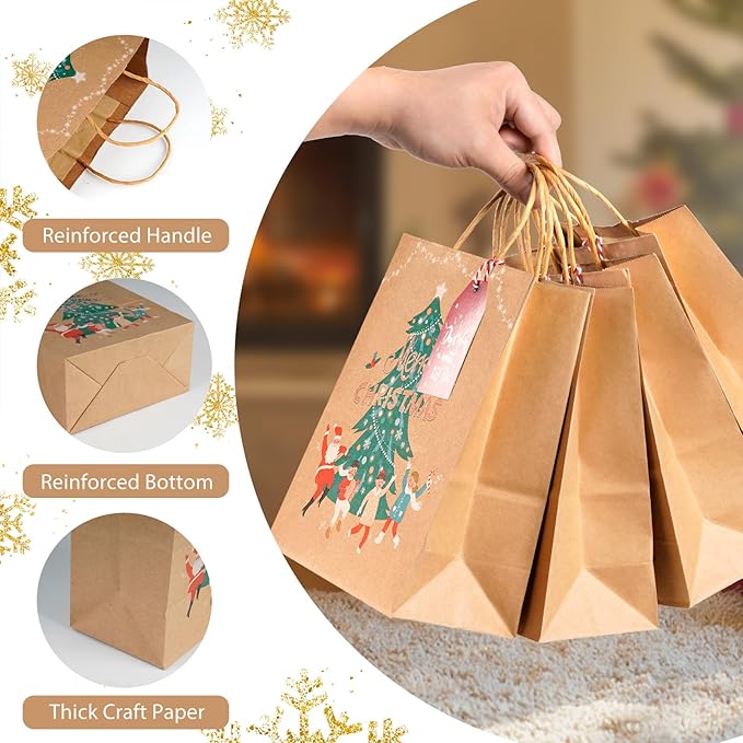 LYLIN 12Pcs Kraft Christmas Gift Bags - Image 3