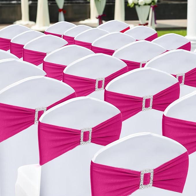 Joccun 120 PCS Spandex Chair Sashes Bows Stretch Chair Cover Band - Image 7