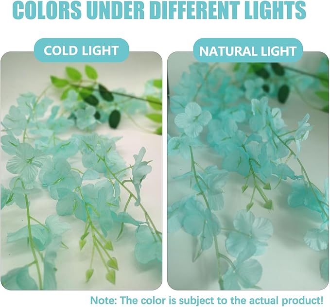 24 Pack Teal Wisteria Hanging Flowers, 3.4 Ft Fake Hanging Flowers, Artificial - Image 3