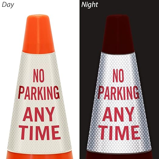 SmartSign “No Parking Any Time” Bright Reflective Cone Message Sleeve - Image 3