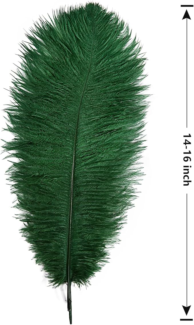 THARAHT Blackish Green Ostrich Feathers 12pcs Large Natural Bulk 14-16Inch - Image 2