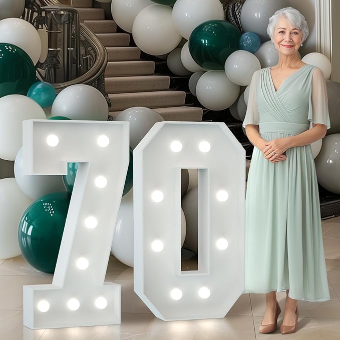 Marquee Numbers 3 Feet Tall Big Light Up Numbers 70th Birthday Decorations by Letsmakeitimpressive
